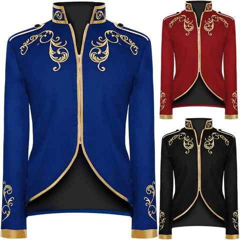 Men's Fashionable Court Prince Golden Embroidered Sports Costumes