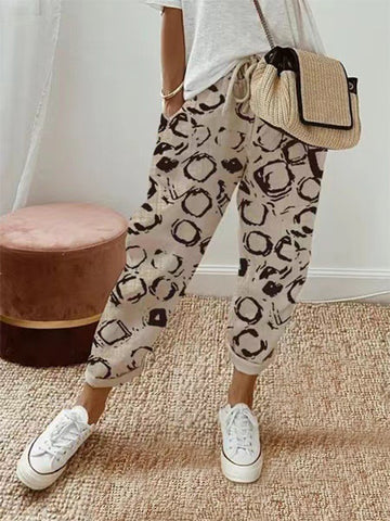 Women's Printed Cotton And Linen Casual Pants