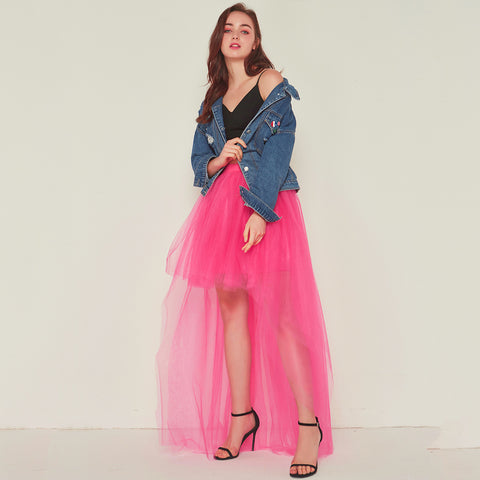Sexy Dovetail Irregular Tulle Solid Color Skirts