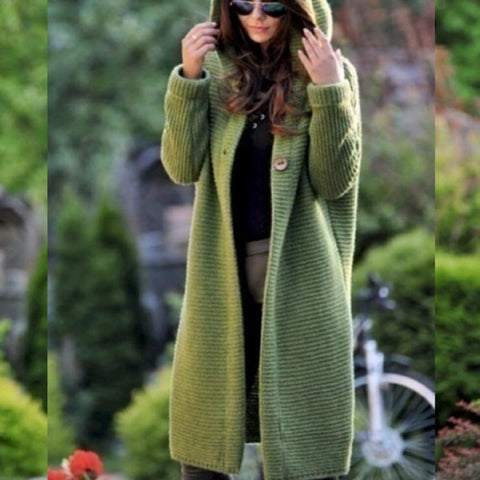 Classy Stylish Slouchy Lengthened Long Hooded Knitwear