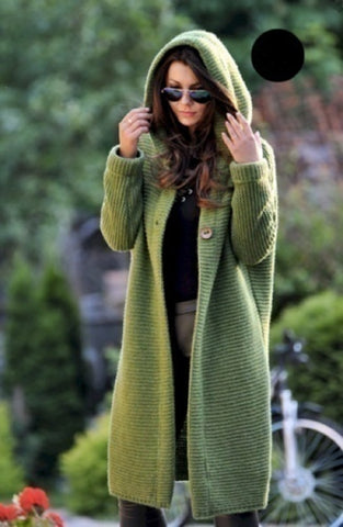 Classy Stylish Slouchy Lengthened Long Hooded Knitwear