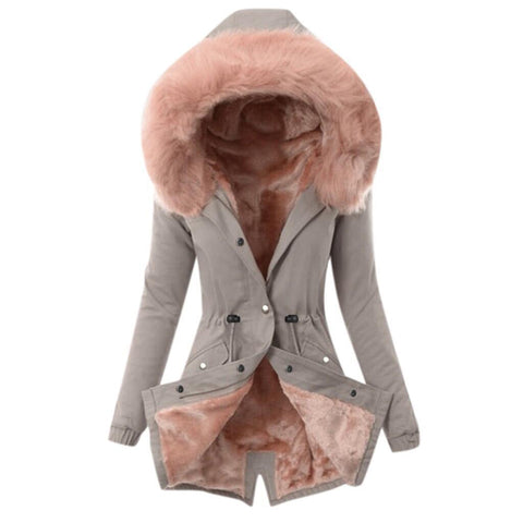 Women's Winter Cotton Clothes Fur Collar Solid Coats