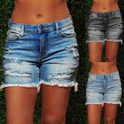 Super-Jeans aus hochelastischem Denim mit zerrissenen Quasten für Damen