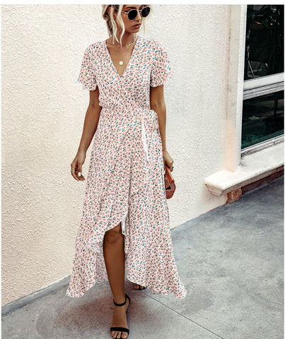 Women's Summer Fashion Dot Sexy Flounce Sleeve Dresses