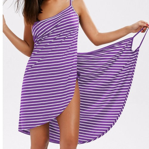 Sexy Beach Dress Wrap Vacation Striped Dresses