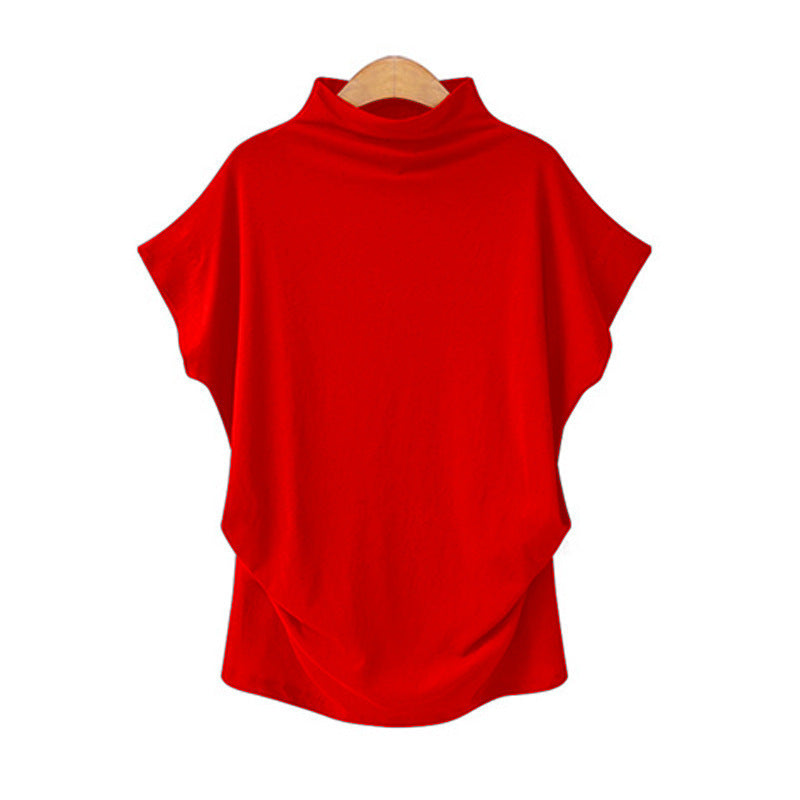 Women's Classic Large Turtleneck T-shirt Short-sleeved Blouses