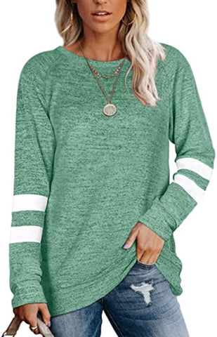 Women's Long Sleeve Patchwork Round Neck Casual Tops