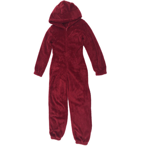 Women's Fleece-lined Thickened Furry Hooded Pajamas Jumpsuits