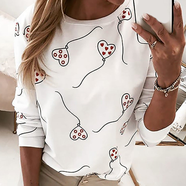 Women's Casual Loose Round Neck Long Sleeve Blouses