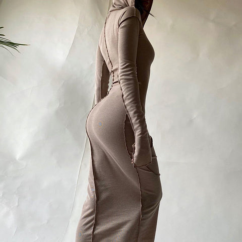 Women's Spring Hooded Long-sleeved Dress T-shirt Dresses