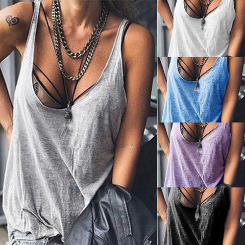 Women's Summer Solid Color Camisole T-shirt Tops
