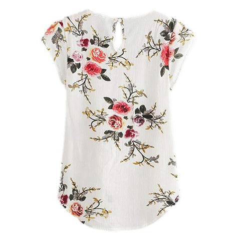 Women's Neck Shirt Flower Pleated Slim Fit Tops