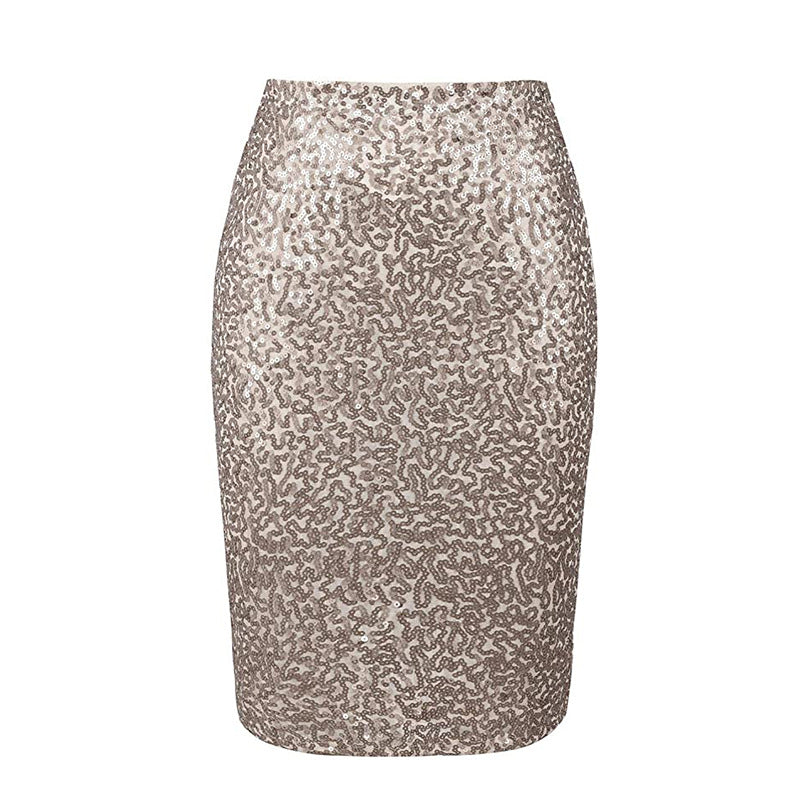 And Fashionable Pure Color Sequins Party Banquet Skirts