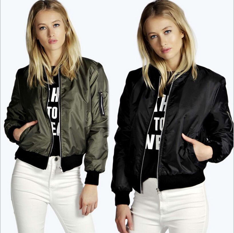 Women's Innovative Solid Color Fashion Zipper Jackets