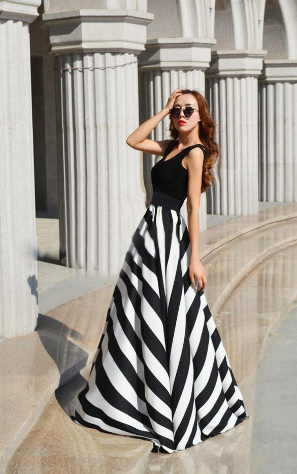Women's Unique Dress Summer Mop Striped Dresses