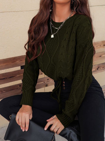 Women's Long Sleeve Solid Color Loose Round Sweaters