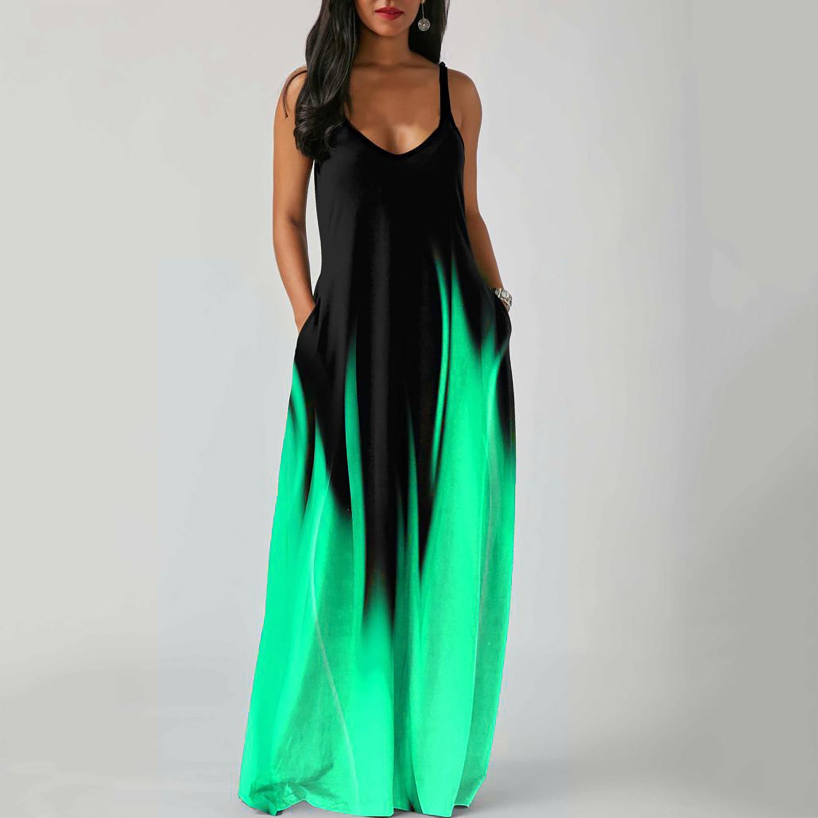 Women's Summer Slim-fit Slimming Long Strap Gradient Color Printed Dresses