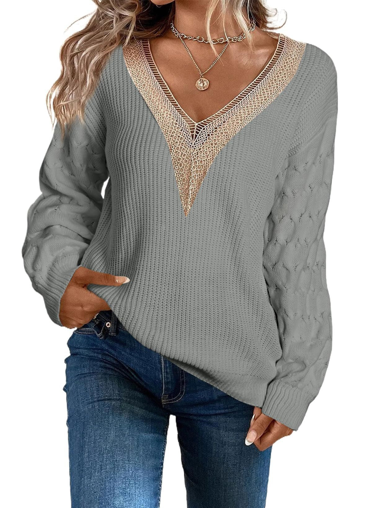 Attractive Fashion Sexy Lace Knitted Pullover Sweaters