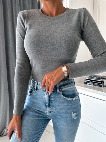 Women's Solid Color Round Neck Long Sleeve Tops
