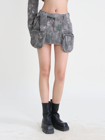Design Sense Camouflage Printing Spring High Skirts