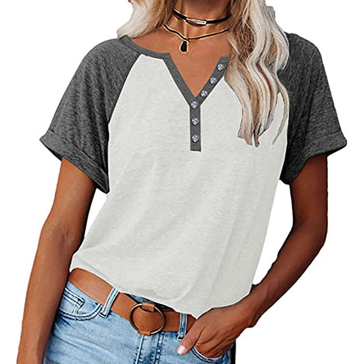 Women's Summer Loose Large Color Short-sleeved T-shirt Blouses