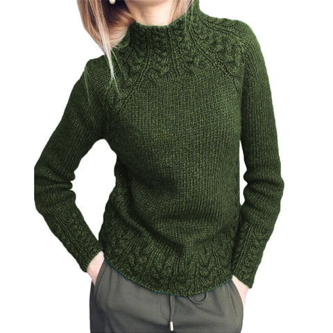 Women's Solid Color Hemp Pattern Knitted For Sweaters