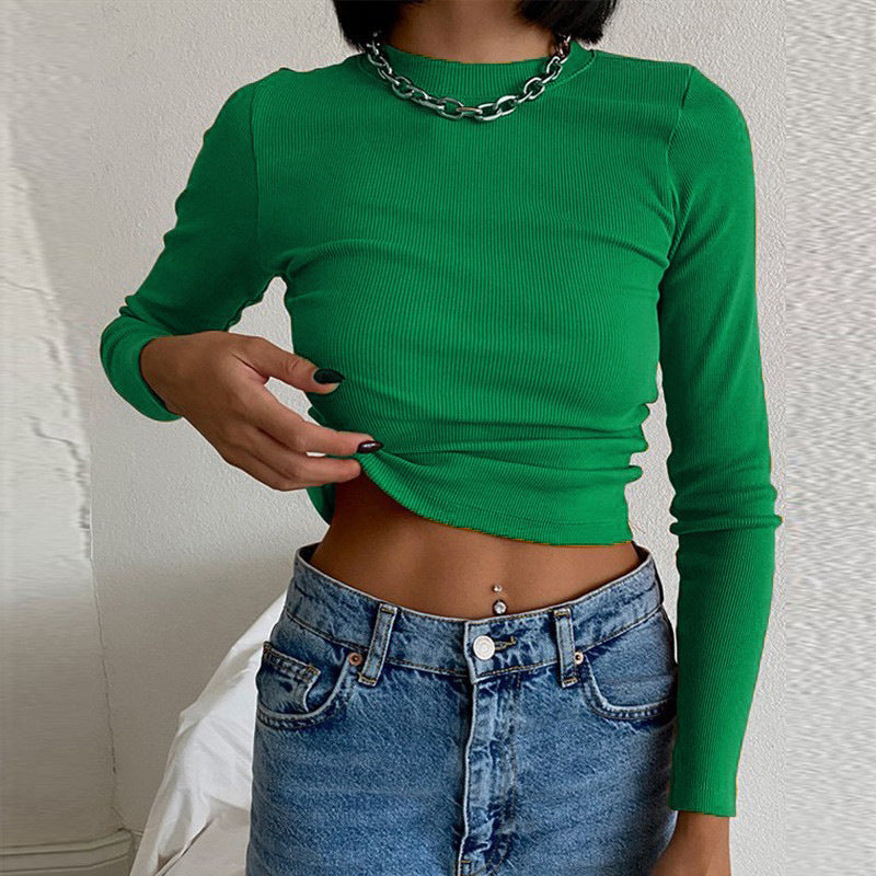 Women's Solid Color Bottoming T-shirt Bright Spring Blouses
