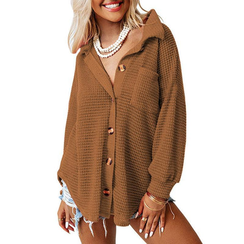 Women's Casual Shirt Solid Color Long Sleeve Cardigans