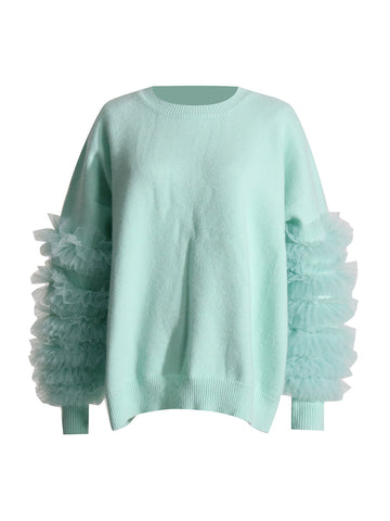 Women's Autumn Shirt Fashion Design Stitching Lace Sweaters