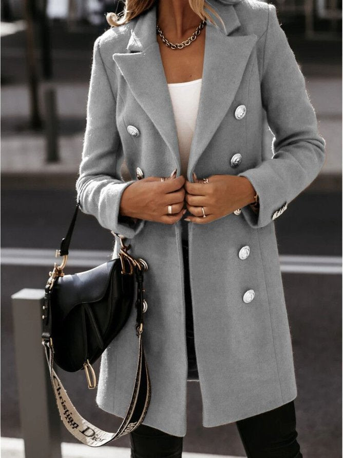 Women's Long Sleeve Collar Double Breasted Woolen Coats