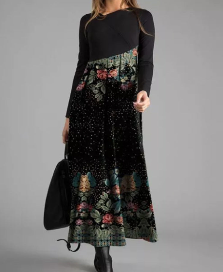 Women's Printed Long-sleeved Elegant Slim-fit Dress Dresses