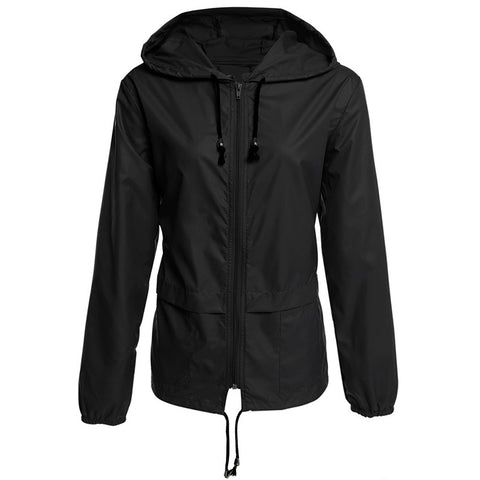 Women's Raincoat Zipper Hooded Lightweight Outdoor Thin Coats