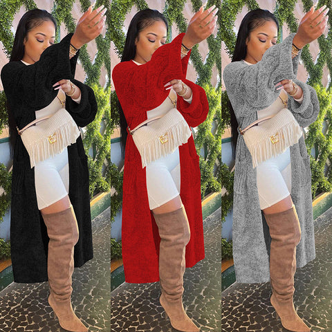 Women's Uniforms Solid Color Long Fashion Knitted Knitwear