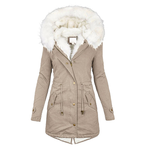 Women's With Cashmere Fur Collar Pockets Coats