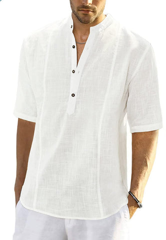 Men's Comfort Casual Linen Half Sleeve Shirt Blouses