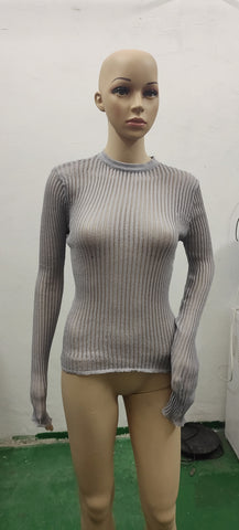 Long Sleeve Round Neck Thin Breathable Knitwear