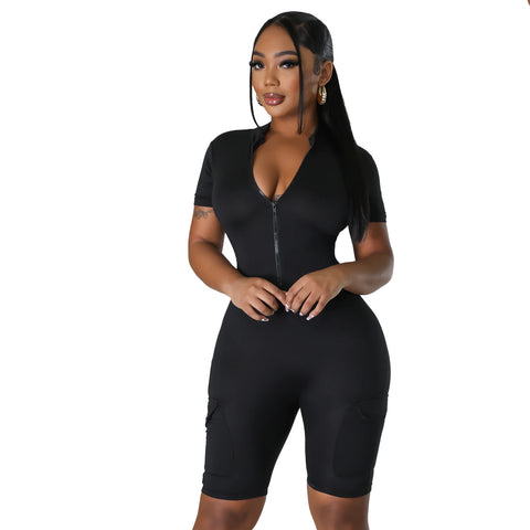 Women's Summer Sexy Tight Sleeve Solid Color Jumpsuits