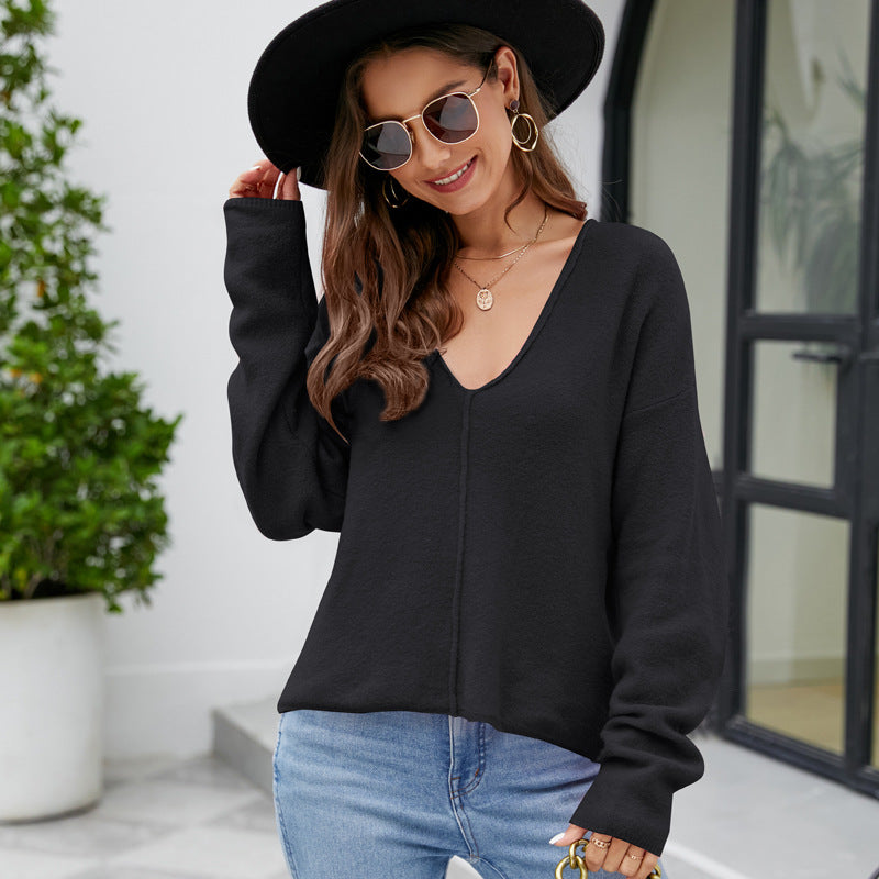 Women's Idle Style Knitted Loose Pullover Sweaters