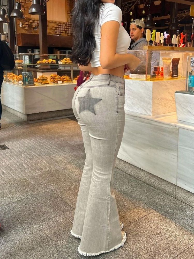 Pantalon femme taille basse hanche levage ventre jean
