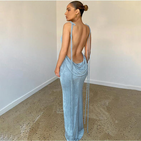 Sexy Backless Lace Up Temperament Long Dresses