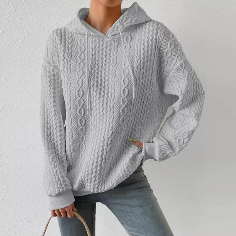 Autumn Casual Style Jacquard Hooded Long Sweaters