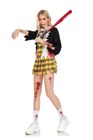 Adult Female Zombie Bloody Horror Campus Dress Costumes
