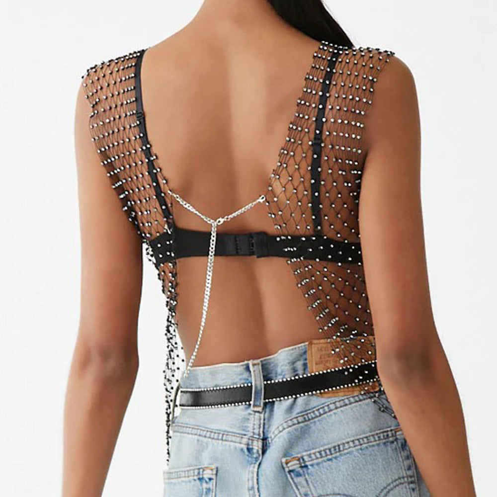 Sexy Night Club Style Mesh Transparent Blouses
