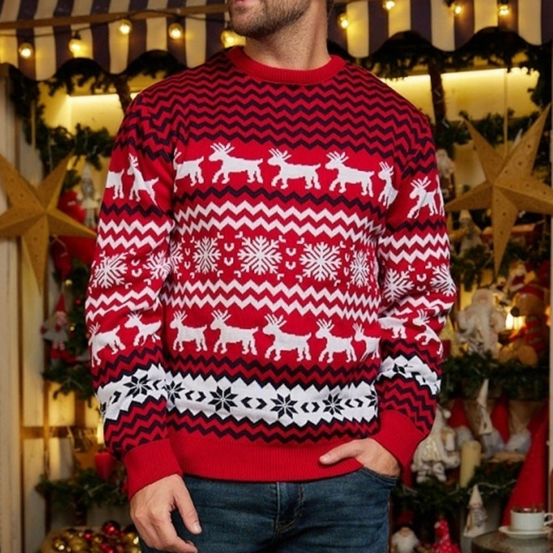 Snowflake Christmas Casual Couple Outfit Round Sweaters