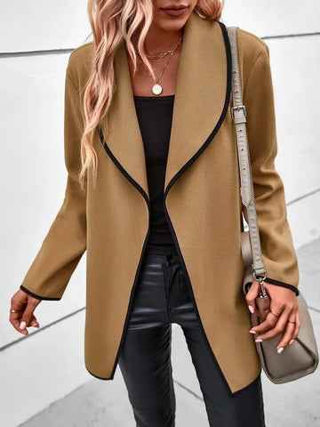 Women's Fashion Long Sleeve Solid Color Woolen Coats