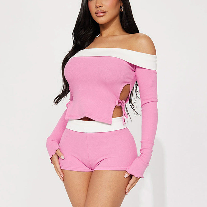 Women's Pink Sweet Set Sexy Midriff Tied Suits