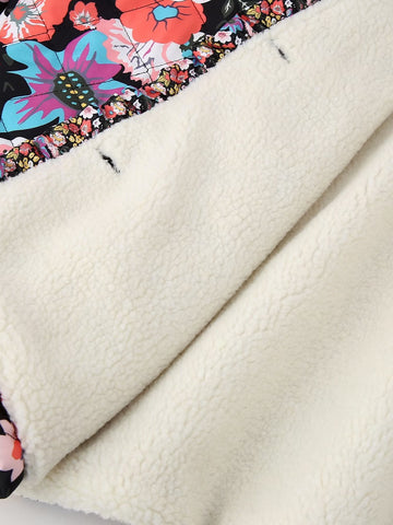 Women's Lamb Wool Flower Print Design For Coats