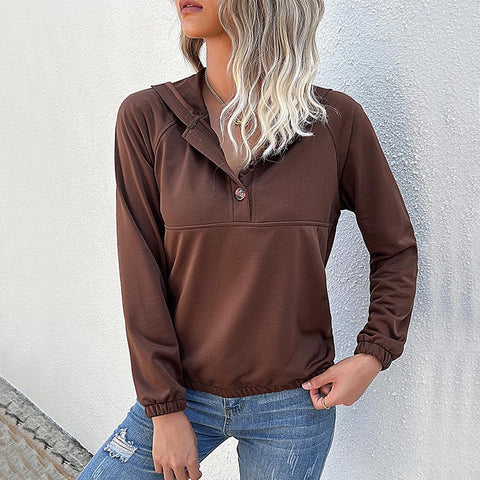 Women's Durable Long-sleeved Solid Color Hooded Sweaters