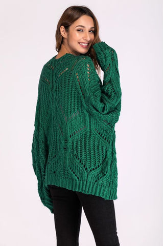Women's Long Sleeve Casual Dignified Hollow Loose Solid Knitwear