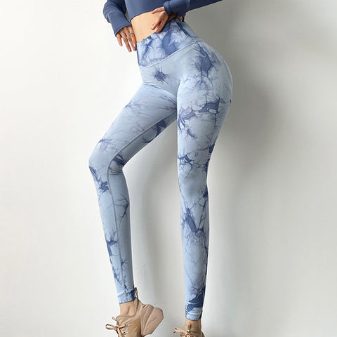 Damen-Jacquard-Leggings mit hoher Taille, pfirsichfarbener, hüfthebender, nahtloser Oberbekleidung